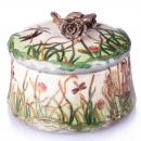 Bomboniera z Różą Motywy Roślinne porcelana i brąz